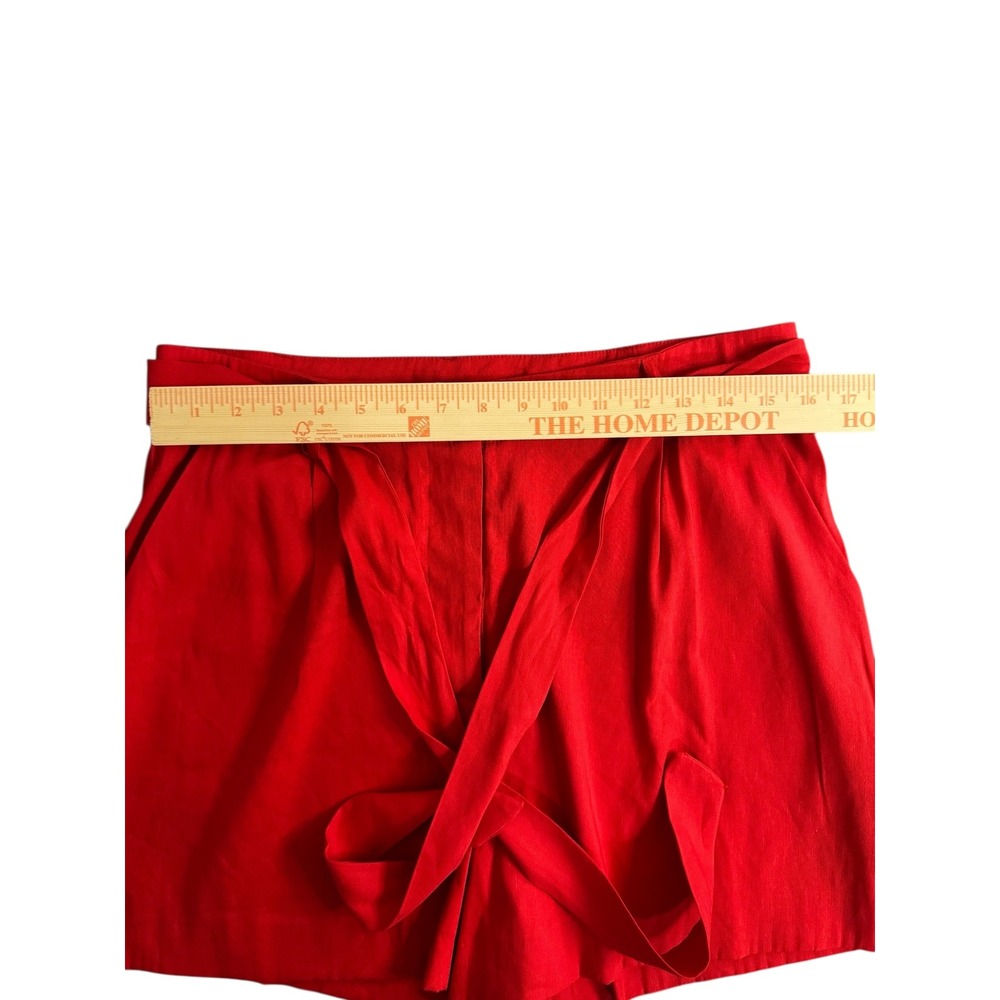 Antonio Melani Linen‎ Blend Belted Paperbag Waist Shorts Red Size 12 - Picture 8 of 9